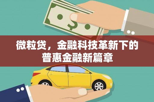 莫旗微粒贷，金融科技革新下的普惠金融新篇章