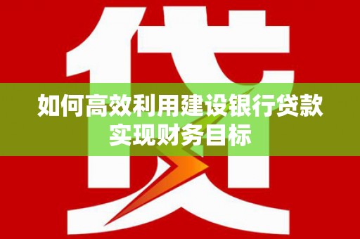莫旗如何高效利用建设银行贷款实现财务目标