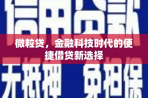 莫旗微粒贷，金融科技时代的便捷借贷新选择